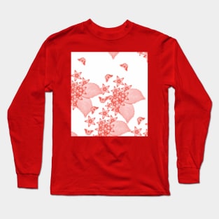 massed flowers and butterflies in red Long Sleeve T-Shirt